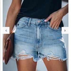 HAZEL HIGH RISE DISTRESSED DENIM SHORTS